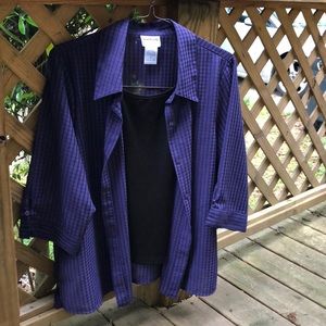 Bon Worth Purple/Black Faux Twinset Petite Large